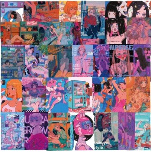 10/30/50PCS INS Style Retro Pretty Girl Stickers Graffiti DIY Motorcycle Travel Luggage Guitar Skateboard Waterproof Kid Sticker