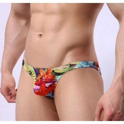 Men briefs comfortable pouch man panties breathable mans underwear Fashion printing slips hombre