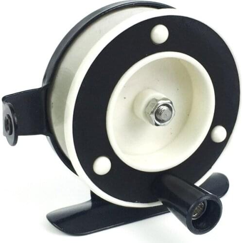 Ice Fishing Mini Pole Line Reel Rods Former ABS Fly Reel Metal Base and Wire Guide Eye Baitcasting Reels