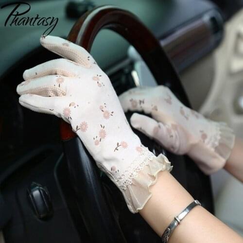 Phantasy Womens Summer Driving Sun Protection Gloves Fashion Floral Non-Slip Mittens Women Breathable Elegant Gloves 2021 New