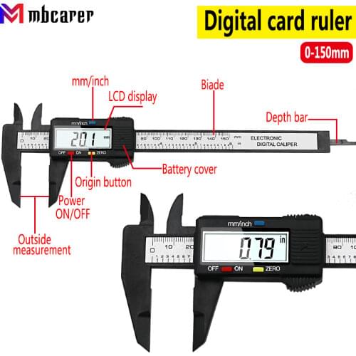LCD Electronic Digital Caliper Carbon Fibre Vernier Calipers Plastic Gauge Micrometer Measuring Tools Instrument 150mm 6inch