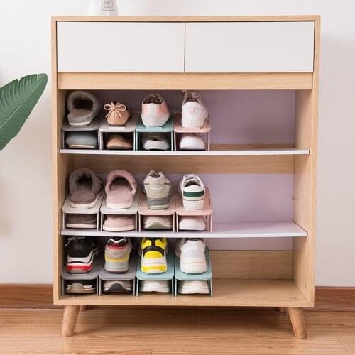 1Pcs Plastic Double Shelf Shoe Rack Cabinet Shoe Storage Organizer Space Saving Adjustable Organizers Shoes Box