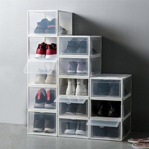 1PC Transparent Shoe Box Storage Shoe Boxes Thickened Dustproof Shoes Organizer Box Can Be Superimposed Combination Shoe