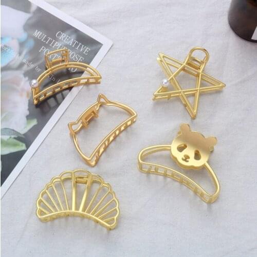 12pcs 2021 New Metal Hairpin Moon Pentagram Pearl Hair Clips Fashion Design Shark Clip Hair Accessories