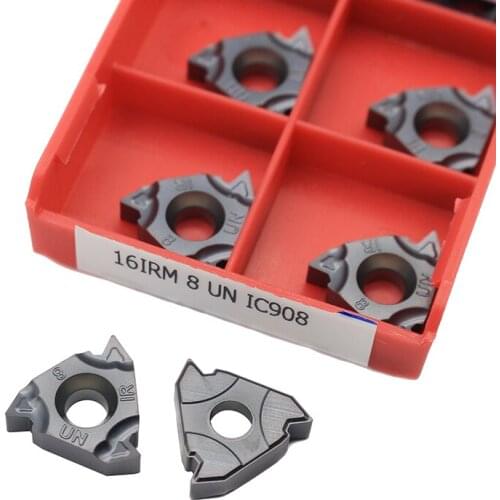 16IRM 8 UN IC908 10pcs Thread Carbide CNC Threaded Carbide Inserts Thread Lathe Turning Blade Tool Tungsten Carbide Insert