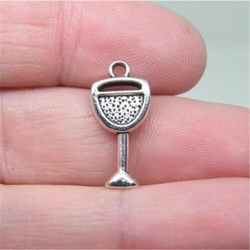 20 antique Silver Color Tone Wine Glass Charms Diy Material 10x20mm