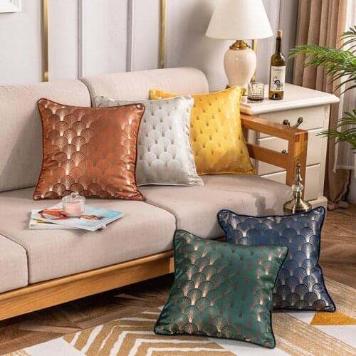 45*45cm Ginkgo Leaf Pattern Throw Cushion Cover Living Room Decorative Pillowcover Satin Jacquard Fabric Pillowcase 40796