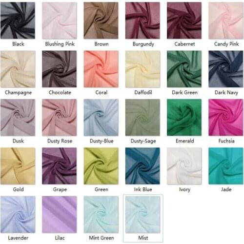 50 colors Chiffon Fabric Solid Color New Fashion 58 Inch Polyester Black Burgundy Fabric Cloth For Bridal Wedding Dress