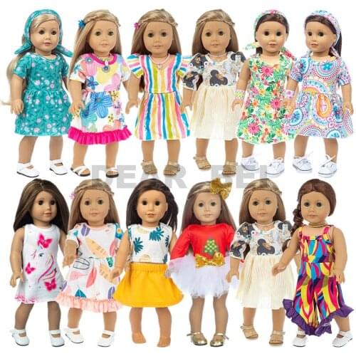 Doll Accessories and Dress Butterfly and flower dress For 18 Inch American Doll Accessory Girl Toy 43cm Baby New Born Clothes