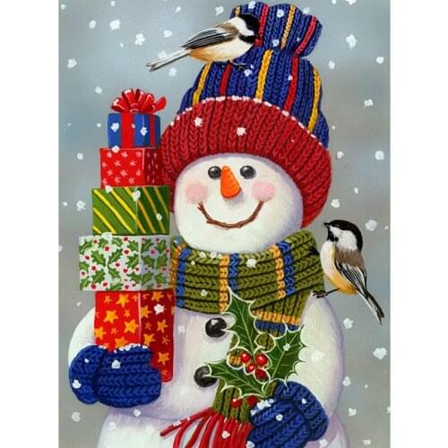 LaoJieYuan Diamond Painting Full Diamond Snowman Full Circle Diamond DIY Handmade Cross Stitch Kit Children Handmade Christmas