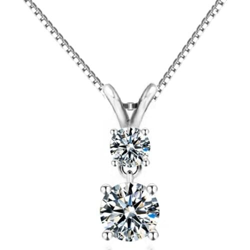 BOEYCJR S925 Bunny Ears Double Moissanites F color VVS1 Elegant Wedding Pendant Necklace for Women Anniversary Gift