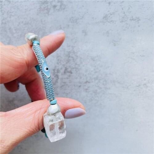 Fashion Designer Turquoise Jewelry Beaded Bracelets for Women Natural Crystal Strand Bracelet Womans Evil Eye Accessories