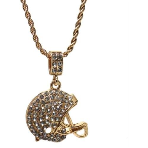 New Crystal Football Pendant Necklace For Men Collares Personality Sport Fitness Chain Necklaces Mens Hip Hop Jewellery Gifts