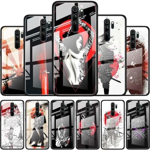 Japanese Samurai for Xiaomi Redmi K40 K30 K20 Pro Plus 9C 9A 9 8A 7 Luxury Shell Tempered Glass Phone Case Cover