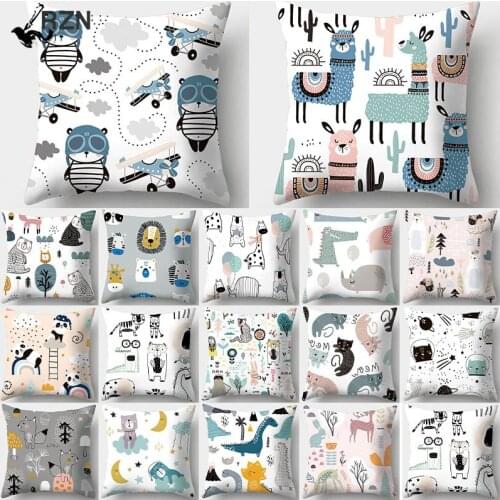 Dinosaur Alpaca Panda Fox Decorative Cushions Pillowcase Polyester Cushion Cover Throw Pillow Sofa Decoration Pillowcover 40946