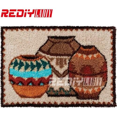 DIY Carpet Rug Latch Hook Kits Acrylic Yarn Embroidery Floor Mat Old Gallipot Pre-Printed Canvas Wall Hanging Modern Art Crafts