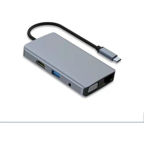 9 in 1 USB Type C Hub to HDMI-Compatible 4K VGA HUB Docking Station RJ45 Lan Ethernet SD TF for USB Hub Adapter