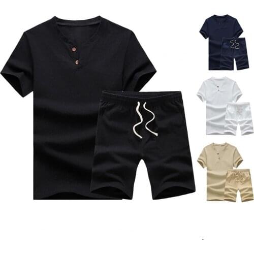 50% Dropshipping!Pure Color Womens Casual Wear Two Button Two Piece Short Sleeve T-shirt Drawstring Shorts Set