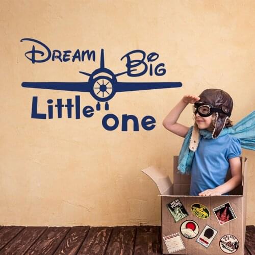 ZOOYOO Plane Wall Sticker Dream Big Little One Quote Wall Decals Home Decor Kids Children Nursery Wallpaper Decoration