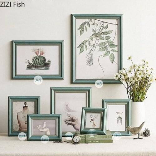 Multi-size Imitation Wood Photo Frame Family Portrait Glass Framed Resin Picture Frames Nightstand Desktop Decoration Home Decor