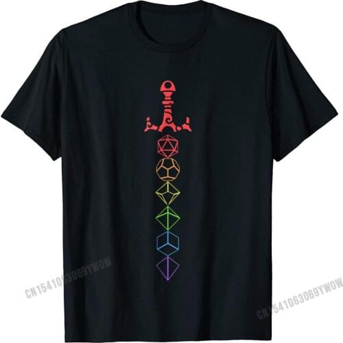 Nerdy Dice Set Collector Sword LGBT Pride D20 T-Shirt Camisas Men Brand New Student T Shirts Letter Tops Shirt Cotton Casual