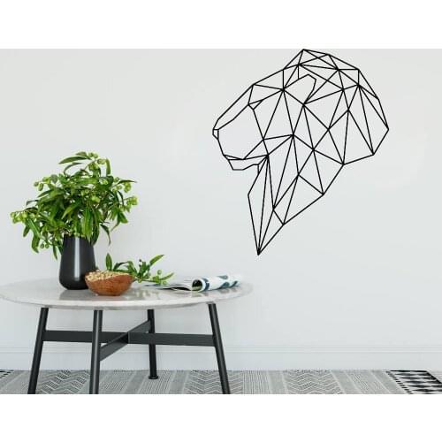 Geometric Animal Lion Head Wall Sticker Decals Cute Kids Bedroom Decor Top Quality Vinyl 3D Mural Modern Home Decorative LC365