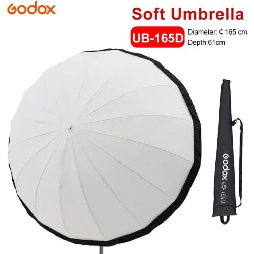 Godox UB-165D 165cm White Parabolic Reflective Transparent Soft Umbrella Studio Light Umbrella with Black Silver Diffuser Cover