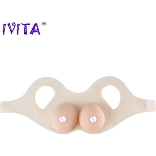 IVITA 1600g Realistic Silicone Breast Forms Artificial False Fake Boobs For Crossdresser Transgender Shemale Drag-Queen Enhancer
