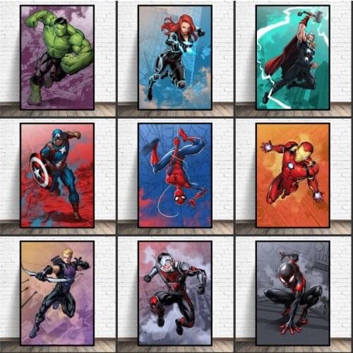 Marvel Superhero Canvas Painting Spiderman Iron Man Wall Art Picture Print Home Decoration Anime Poster Living Room Decor