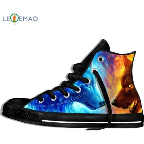 Walking Canvas Shoes Breathable Newest Wolf Animal Cool Funny Men Male High-top Sport Shoes Classic Mens Sneakers Casual