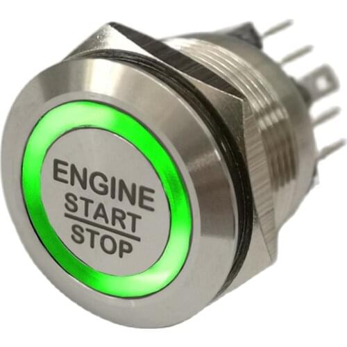 22mm 25mm Laser "ENGINE START STOP" Ring Illuminated Momentary Push Button Switch+CE+RoHS