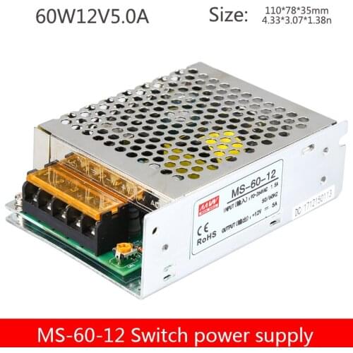 Small switching power supply indoor led transformer 60W small volume regulated DC 12v5a switching power supply MS-60-12