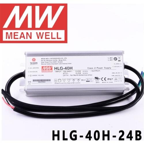 Mean Well HLG-40H-24B for Street/high-bay/greenhouse/parking meanwell 40W Constant Voltage Constant Current LED Driver