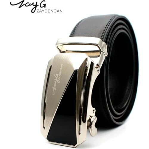 ZAYG Men Famous Brand Belt Men Good Quality Cowskin Genuine Luxury Leather Men Belts Men Strap Male Metal Automatic Buckle