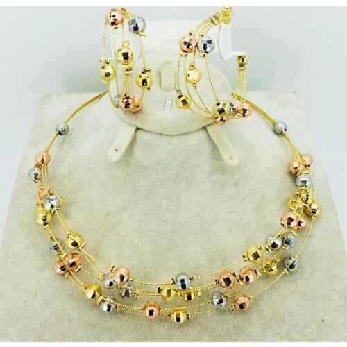 Wholesale fashion earrings/pendants/necklace 24K gold jewelry set for ladies birthday travel gift brides accessories