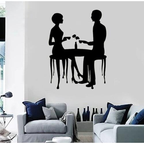 Love Couple Wall Sticker Coffee Break Man And Woman Sitting In A Cafe Vinyl Wall Decal Vinyl New Design Art Mural Home Decor