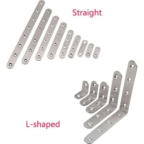 Corner Brace Angle Bracket Straight/L-shaped Stainless Steel Shelf Support for Furniture Cabinet Screens Wall Joint Fix