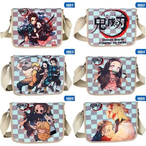 New Anime Devils Blade Canvas Crossbody Bag Demon Slayer Kimetsu no Yaiba Messenger Satchel Bag Anime Arround Shoulder Bag