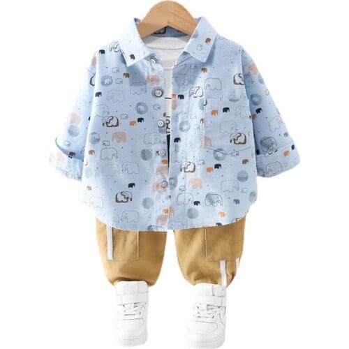 New Spring Autumn Baby Boys Clothes Suit Children Fashion Cartoon Shirt Pants 2Pcs/Sets Toddler Cotton Clothing Kids Tracksuits