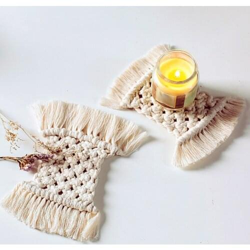 Macrame Coaster Handmade Placemat For Dining Table Cotton Woven Bedside Kitchen Decoration Accessories Table Mat Boho Decor