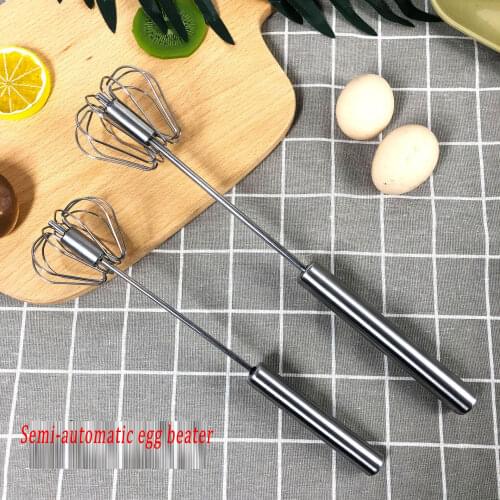 Semi-automatic Mixer Egg Beater Manual Self Turning 304 Stainless Steel Whisk Hand Blender Egg Cream Stirring Kitchen Tools