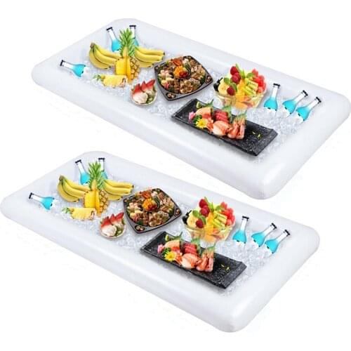 Portable Swimming Air Mattresses Pool Float Inflatable Beer Table Mattress Ice Bucket Serving Salad Bar Tray Food Water Sports
