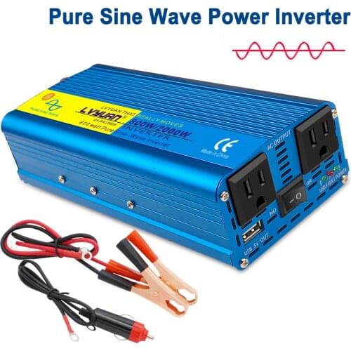 DC 12V TO 110V US 2000W Peak Power 2 AC Outlets Inverter Pure Sine Wave auto инвертор 12v 220v inversor inverter 12v 220v