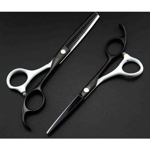 Professional Japan 440c 9cr13 white Piano paint 5.5 inch hair scissors set thinning shears cutting barber hairdressing scissors