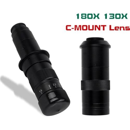 180X 130X C-MOUNT Industry Video Microscope Camera Objective Lens Multiples Adjustable Focus For HDMI VGA Camera