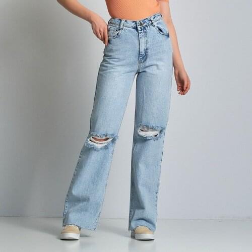 Flare Pants Female Womens Jeans Large Size Boyfriend Women Pants High Waist Mom Ripped 2021 Stright Trousers