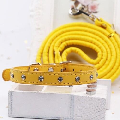 YooLook Adjustable Dogs Collar Sturdy Leather Dog Collar with Bell for Small Medium Pet Solid Cute Dogs Supplies Accessories