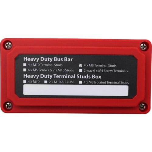 300A Bus Bars Heavy Duty Module Design Power Distribution Block Busbar Box with 4X M8(5/16") Terminal Studs(Red) R3MD