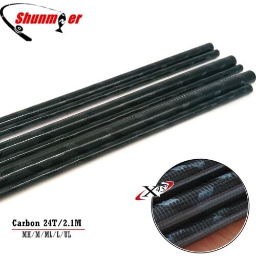 SUNMILE 2Sets 2.1M 2Sections UL/L/ML/M/MH 24T Fast Action Carbon Fishing Rod Blank DIY Pole Repair Olta Carbon Fiber Rod Pesca
