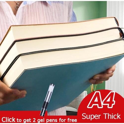 A4 Super Thick Notepad Students Cute Notebook Retro Colors Creativity Stationery 416 pages Pu cover Notebook School Supplies